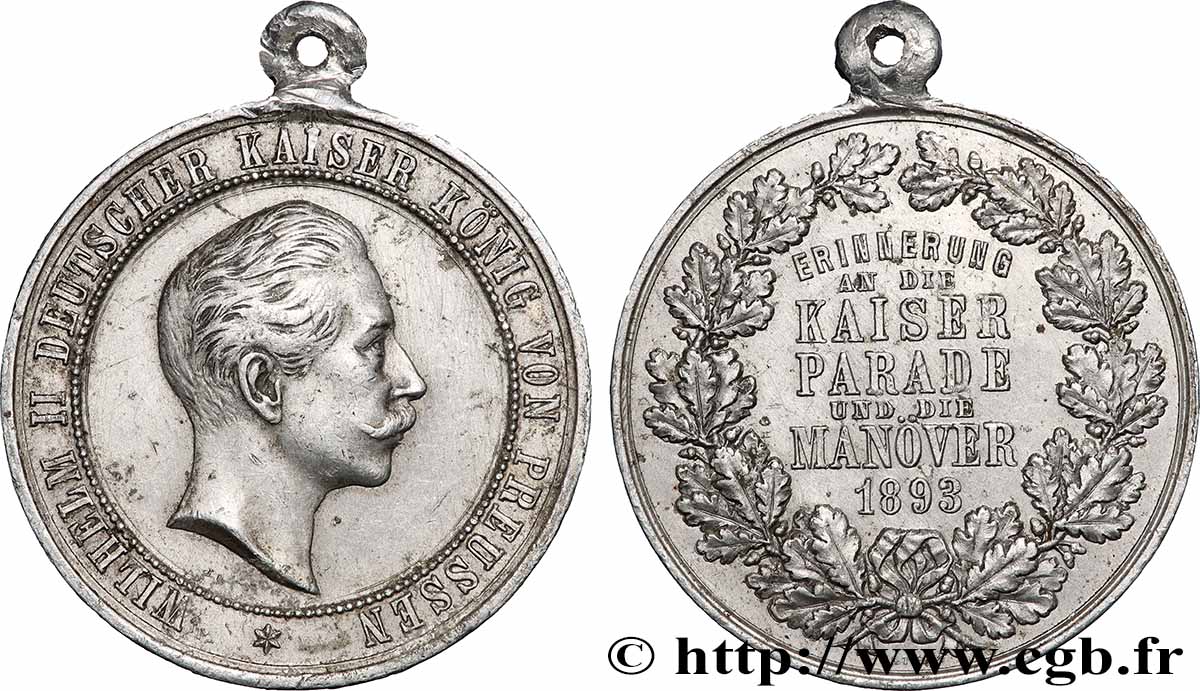 GERMANY - KINGDOM OF PRUSSIA - WILLIAM II Médaille, Souvenir de la parade impérial et des manoeuvres XF