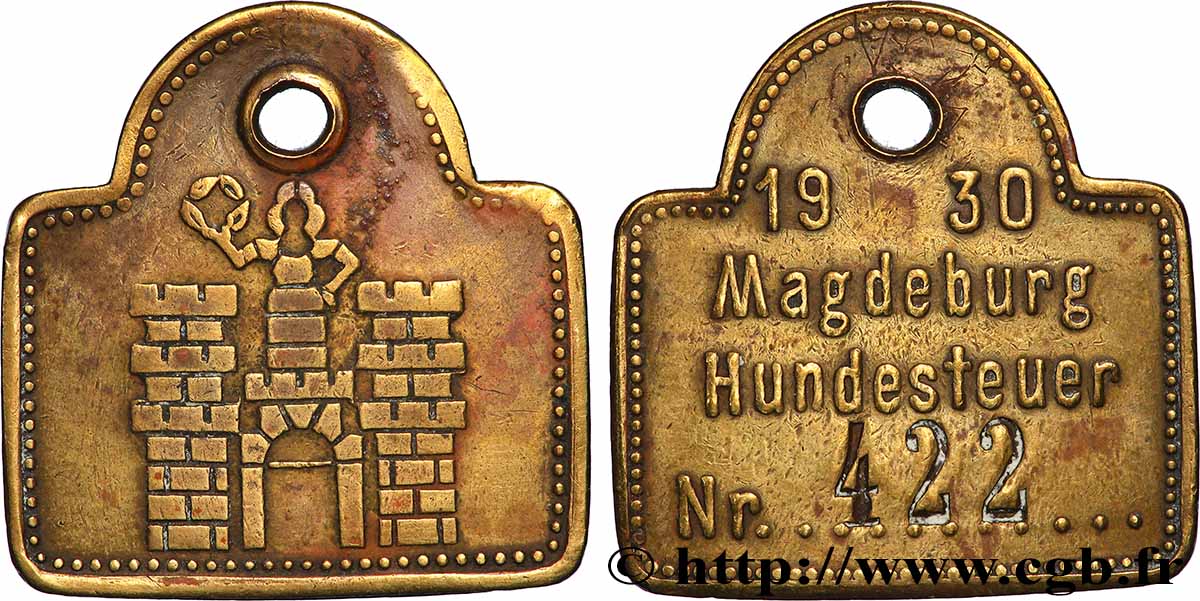 ALLEMAGNE Plaquette, Taxe sur les chiens à Magdeburg TTB