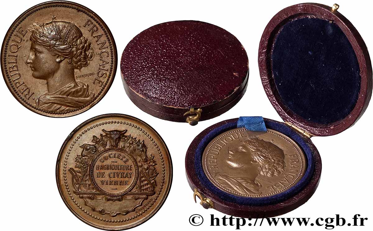 III REPUBLIC Médaille, Société d’agriculture de Civray AU