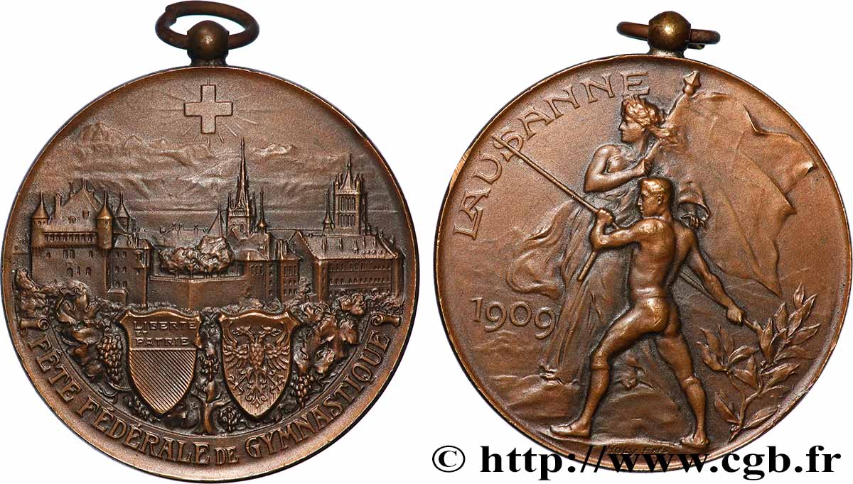 SWITZERLAND - HELVETIC CONFEDERATION Médaille, Fête fédérale de gymnastique AU/AU