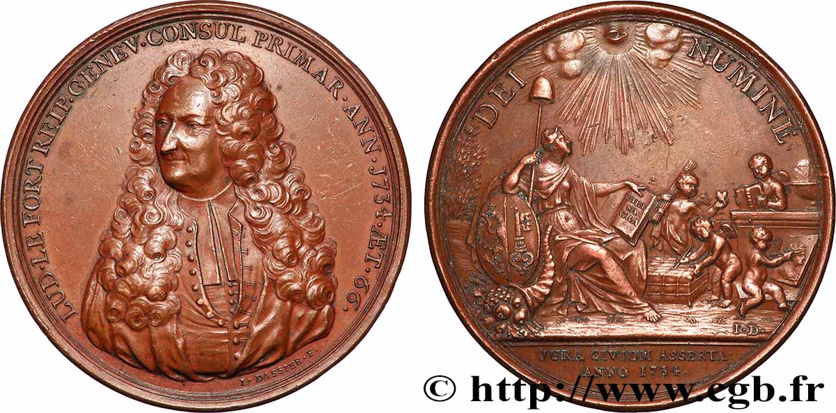 SVIZZERA - REPUBBLICA DE GINEVRA Médaille, Louis Le Fort, consul de Genève BB