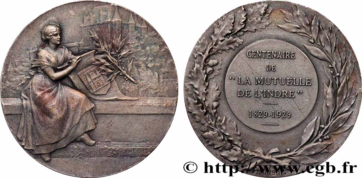 DRITTE FRANZOSISCHE REPUBLIK Médaille, Centenaire de la mutuelle de l’Indre VZ