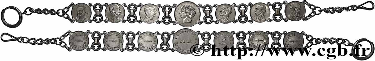 III REPUBLIC Bracelet, 7 médailles, Les présidents de la République XF