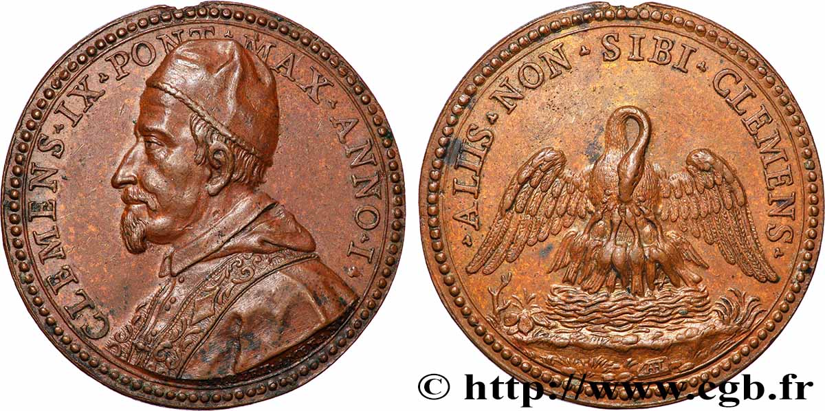 ITALIE - ÉTATS DU PAPE - CLEMENT IX (Giulio Rospigliosi) Médaille, Pape Clément IX, Miséricorde SUP