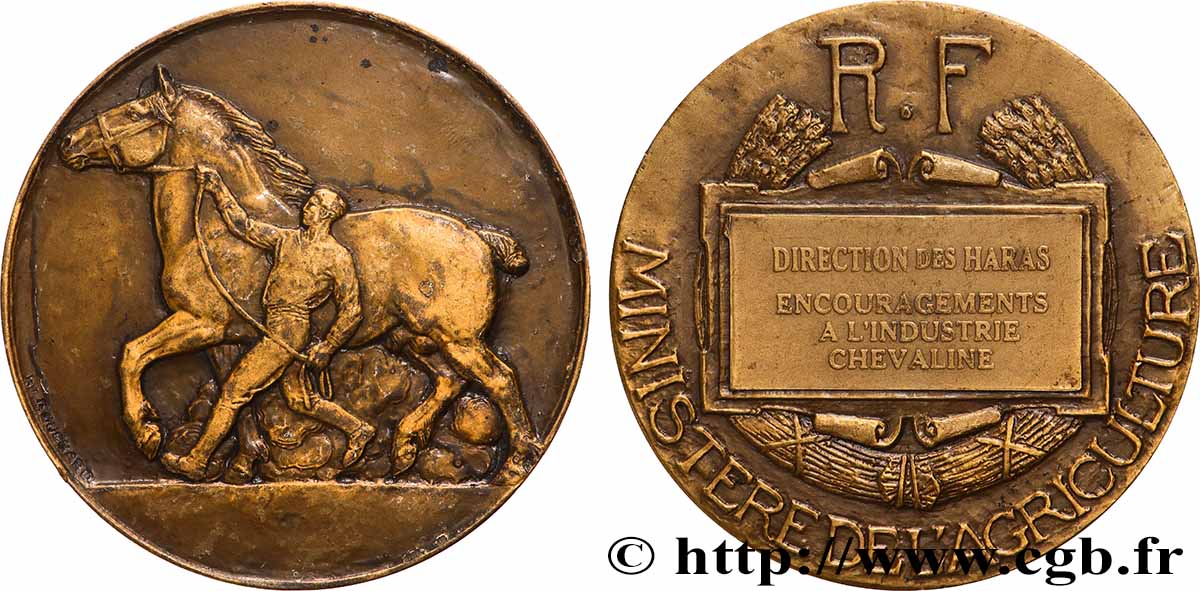 SOCIÉTÉS D&nbsp;AGRICULTURE, HORTICULTURE, PÊCHE ET CHASSE Médaille, Direction des haras, Concours central hippique de Paris TTB