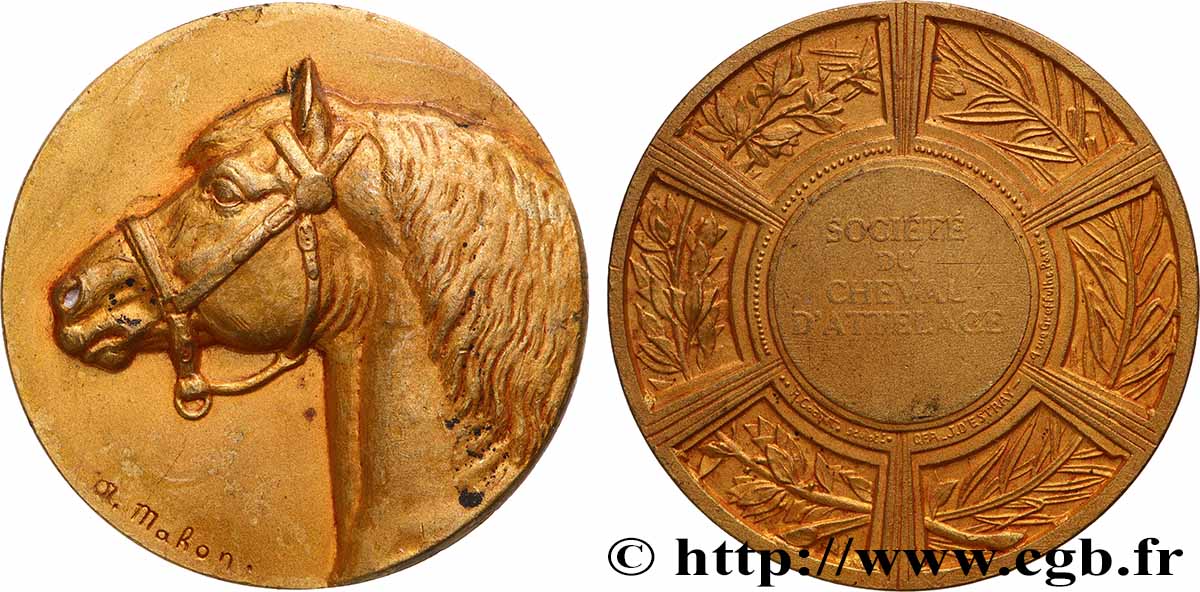 SOCIÉTÉS D&nbsp;AGRICULTURE, HORTICULTURE, PÊCHE ET CHASSE Médaille de récompense  TTB