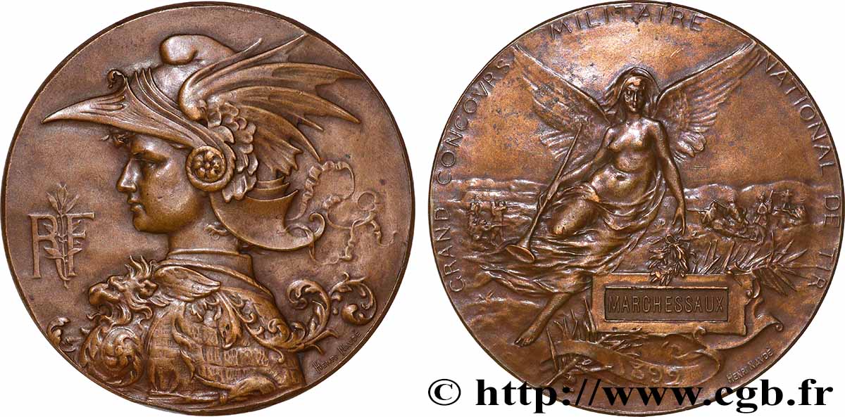 TROISIÈME RÉPUBLIQUE Médaille, Grand concours militaire national de tir TTB+/TTB