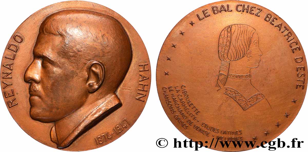 ARTISTI: BALLERINI, MUSICISTI, COMPOSITORI Médaille, Hommage au compositeur Reynaldo Hahn q.SPL