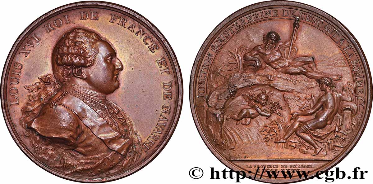 LOUIS XVI Médaille, Canal entre la Somme et l&nbsp;Escaut AU