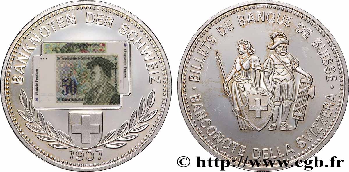 SUISSE Médaille, Billets de Suisse, 50 francs suisse SUP