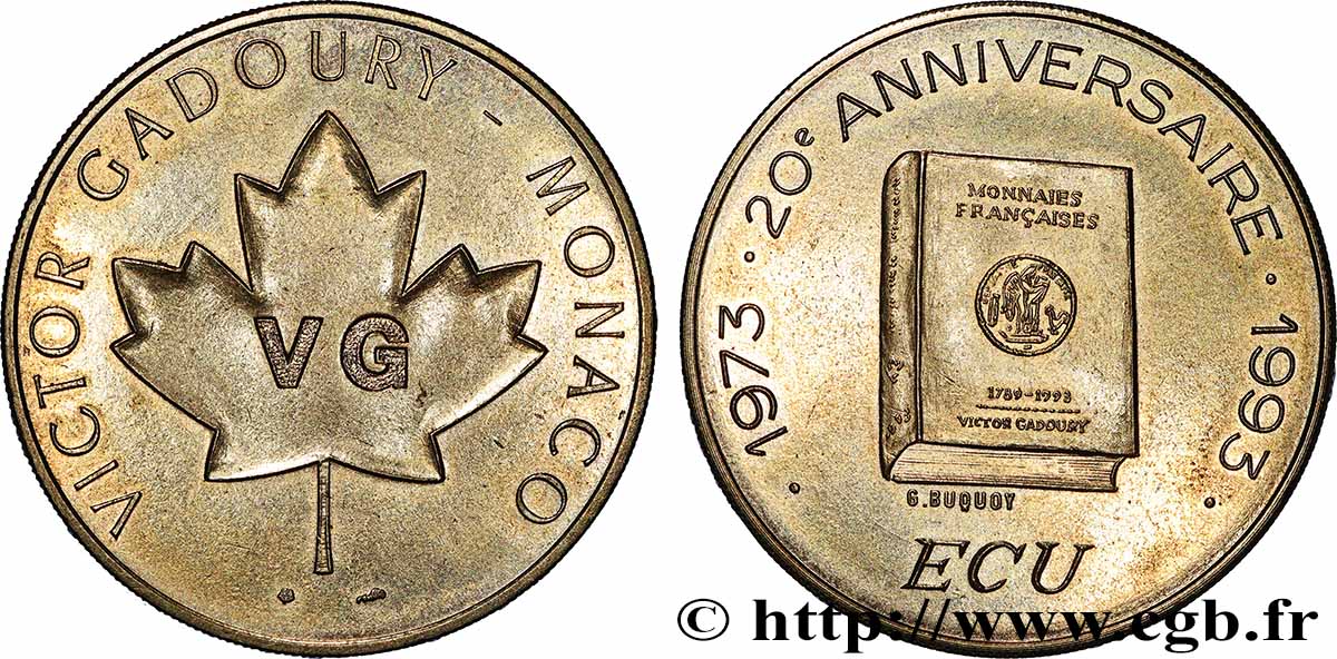 MONACO - PRINCIPALITY OF MONACO - RAINIER III Médaille, 20e anniversaire de Gadoury AU