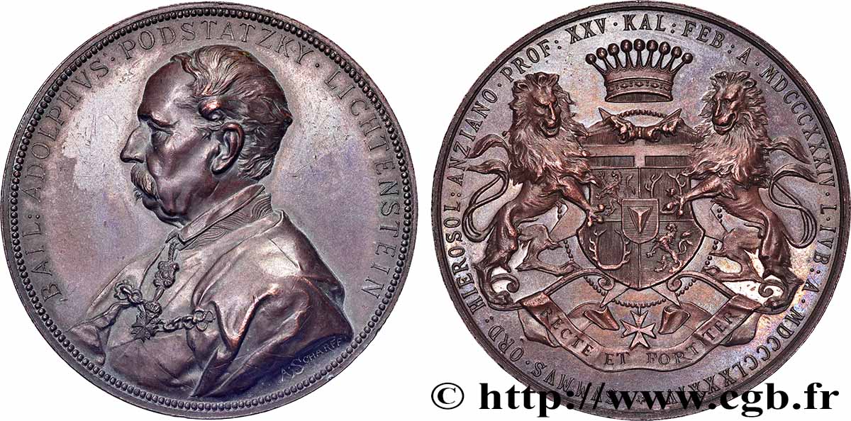 LIECHTENSTEIN - PRINCIPAUTÉ DE LIECHTENSTEIN - JEAN II Médaille, 50e anniversaire de chevalier de l’Ordre de Malte AU