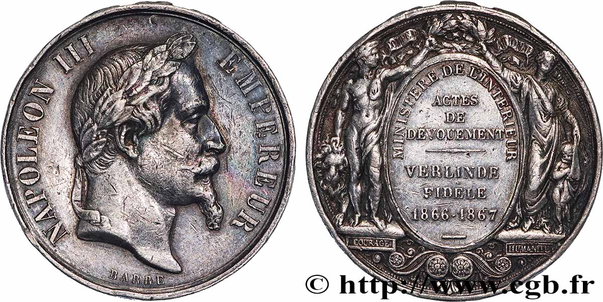 SECOND EMPIRE Médaille, Actes de dévouement TTB
