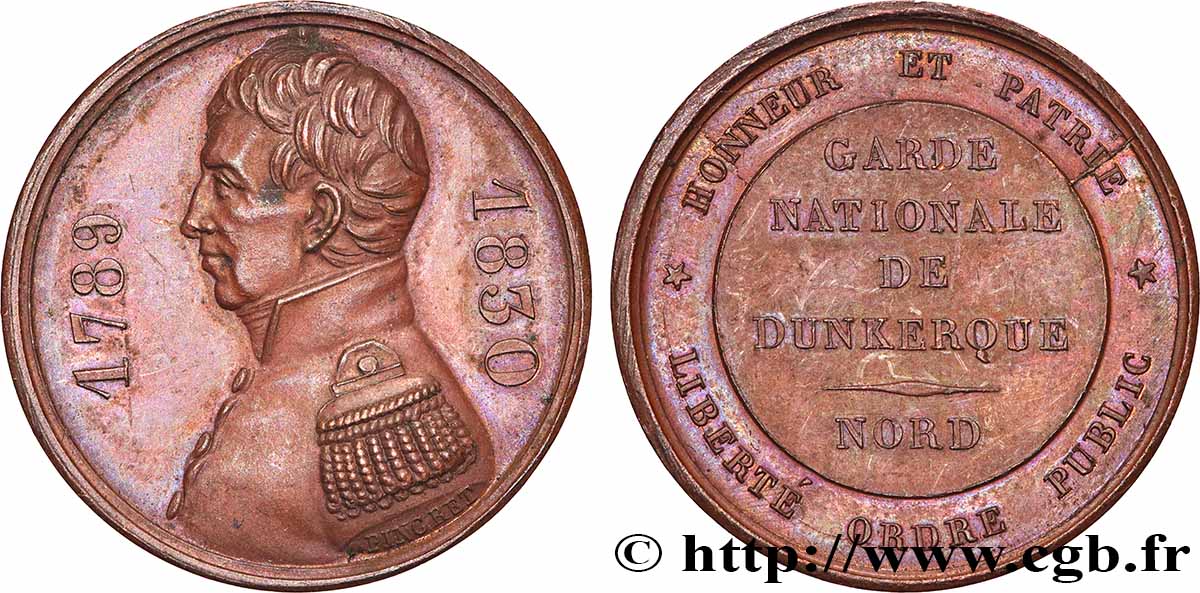 LOUIS-PHILIPPE I Médaille, Rétablissement de la garde nationale de Dunkerque AU
