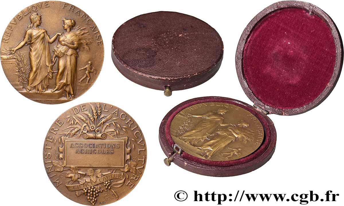 III REPUBLIC Médaille, Associations agricoles AU