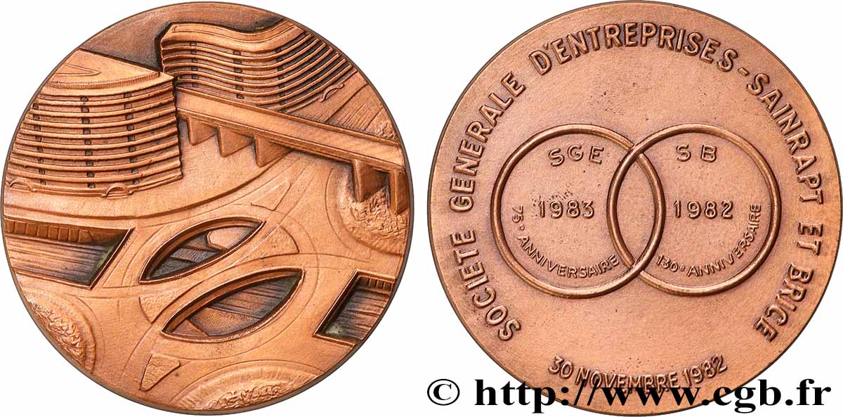 CINQUIÈME RÉPUBLIQUE Médaille, Société générale d’entreprises SUP/TTB+