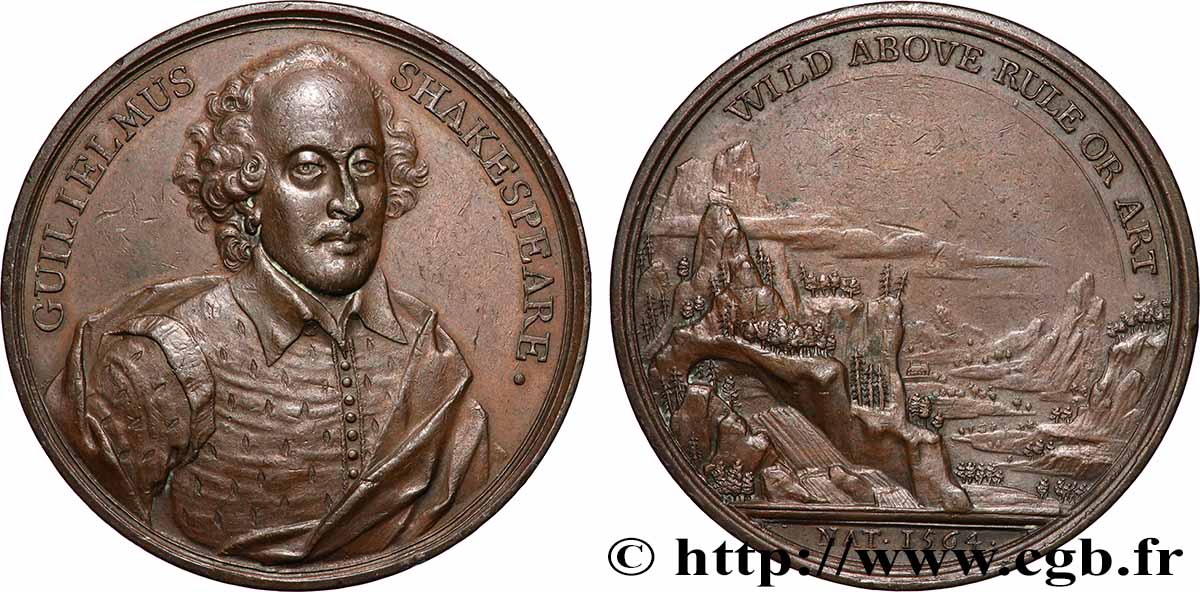 LITTÉRATURE : ÉCRIVAINS/ÉCRIVAINES - POÈTES Médaille, Série Les Britanniques célèbres, William Shakespeare TTB