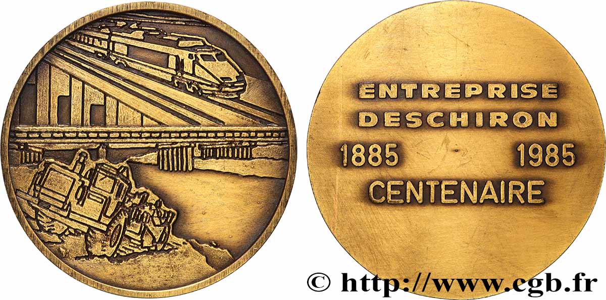 CINQUIÈME RÉPUBLIQUE Médaille, Centenaire de l’entreprise Deschiron TTB+