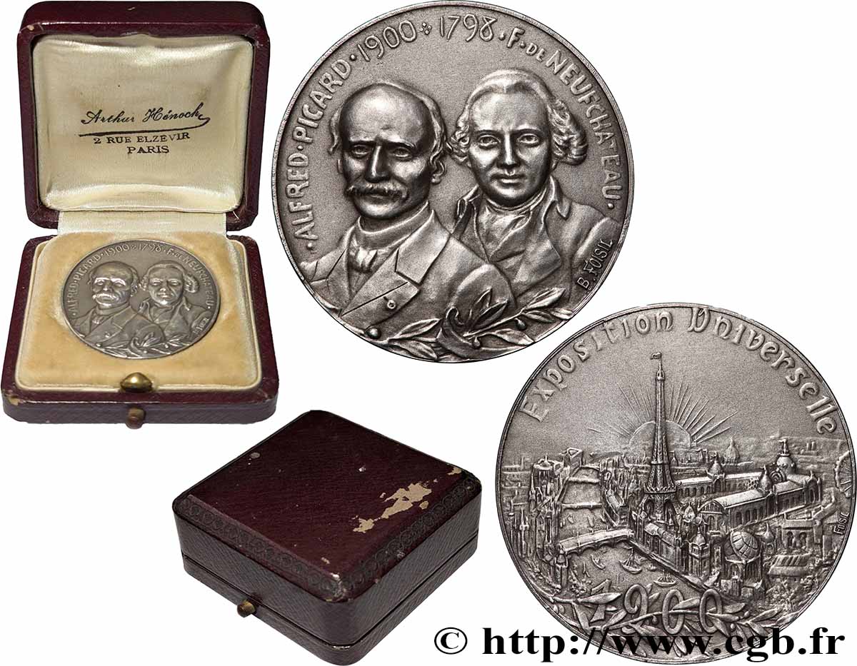 III REPUBLIC Médaille, Alfred Picard et François de Neufchateau, Exposition universelle AU