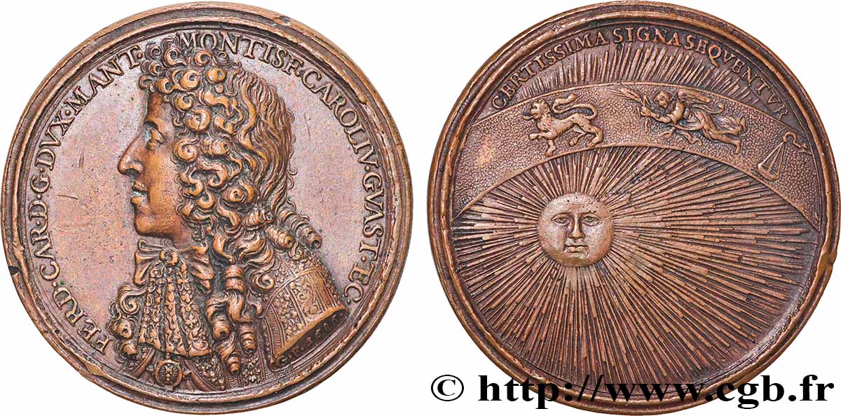ITALIE - DUCHÉ DE MANTOUE - FERDINAND CHARLES III Médaille, Ferdinand Carlo Gonzaga, duc de Mantoue AU