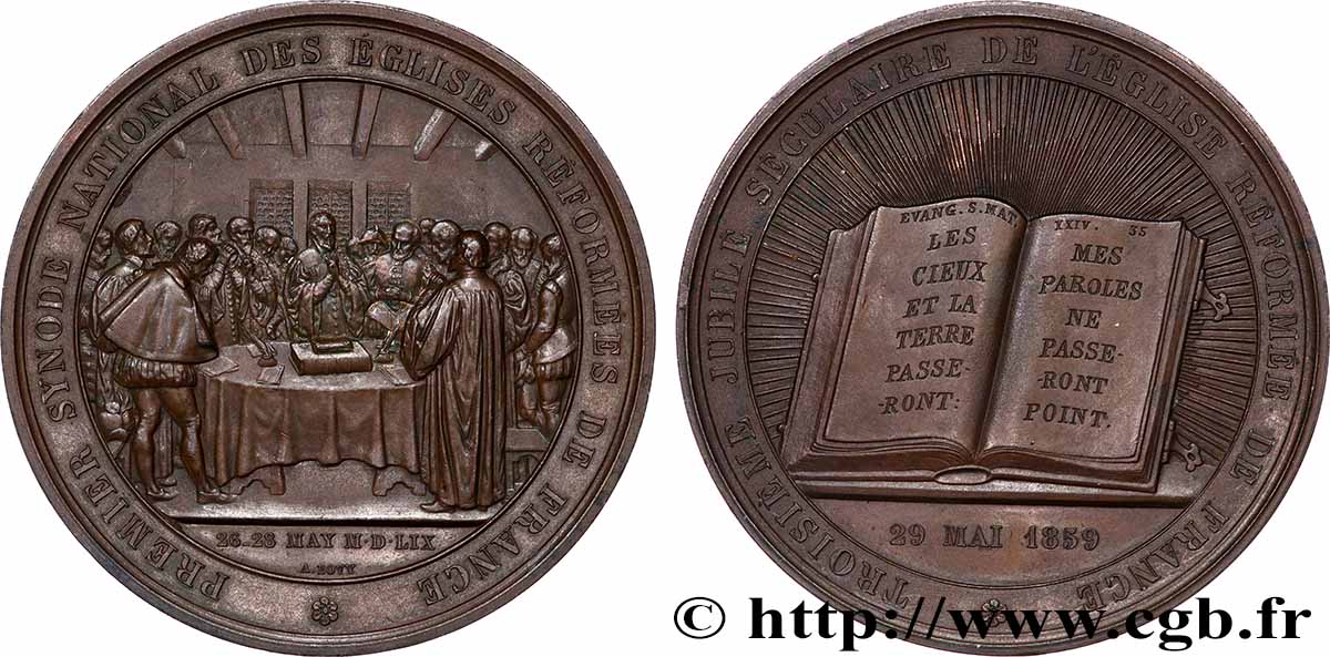 SECOND EMPIRE Médaille, Troisième jubilé séculaire de l’église réformée de France TTB+