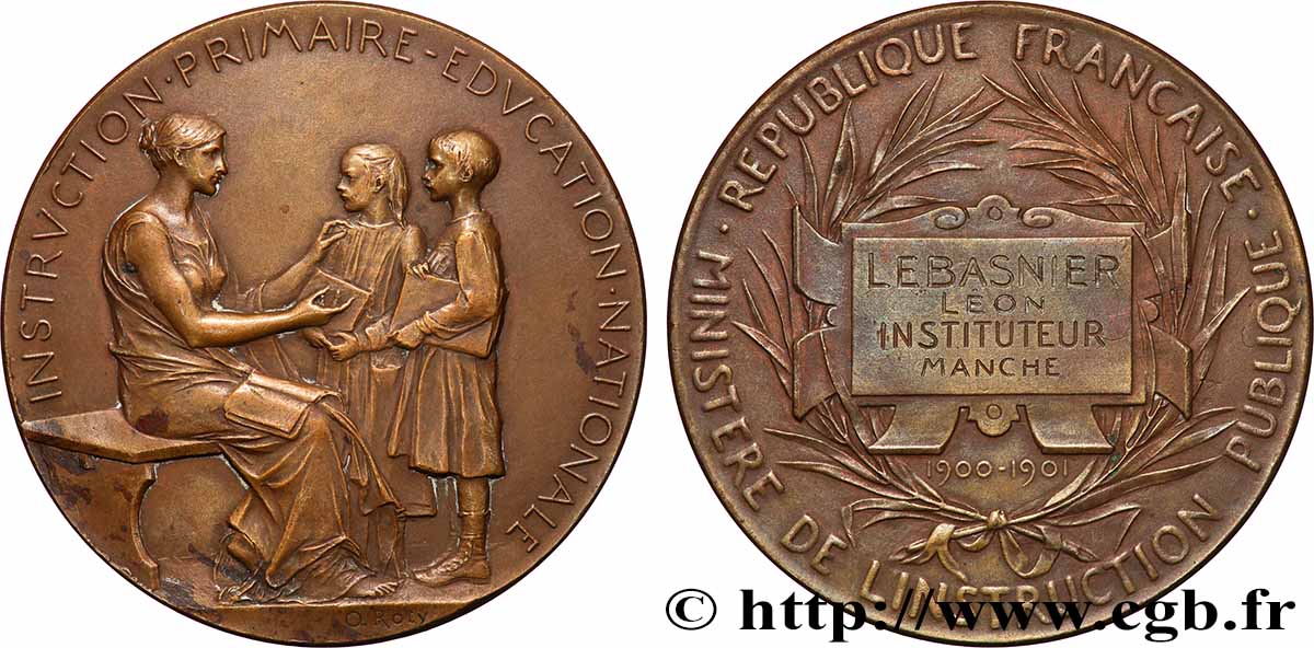 TROISIÈME RÉPUBLIQUE Médaille, Ministère de l’Instruction publique TTB