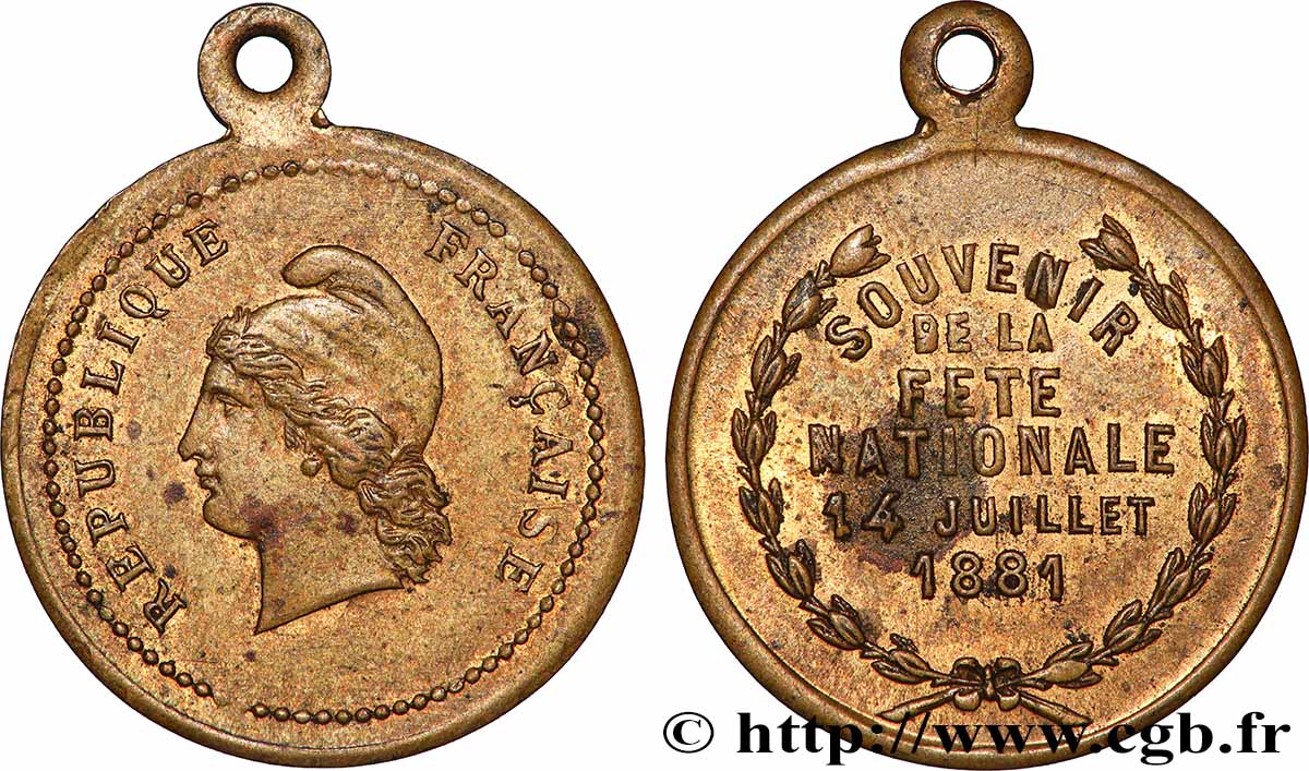 TROISIÈME RÉPUBLIQUE Médaille, Fête nationale TTB