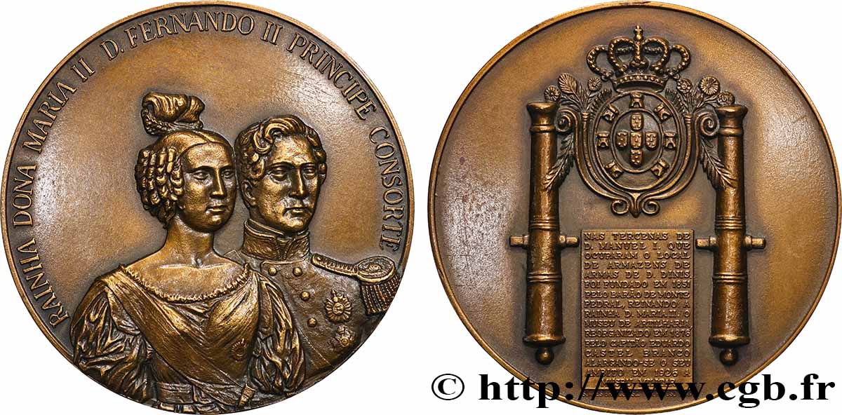 PORTUGAL Médaille, Réorganisation du Musée d’artillerie devenu Musée militaire sous le règne de Marie II SUP
