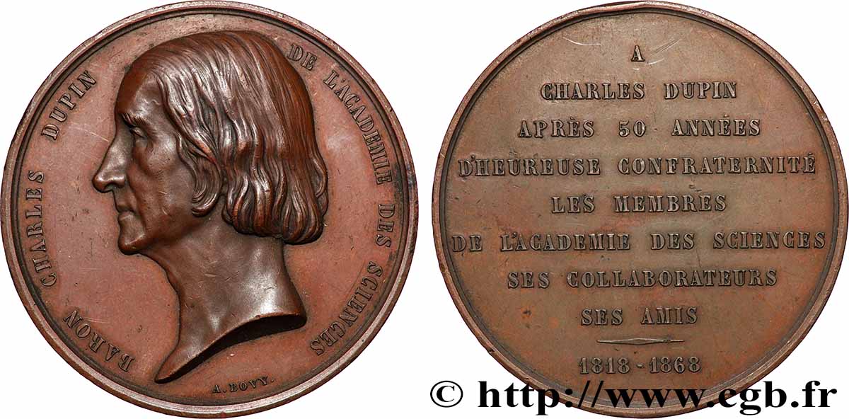 SECOND EMPIRE Médaille, Charles Dupin TTB+
