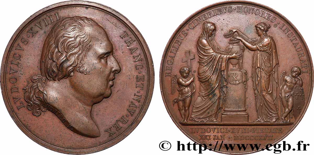 LOUIS XVIII Médaille, Hommage rendu aux cendres royales AU