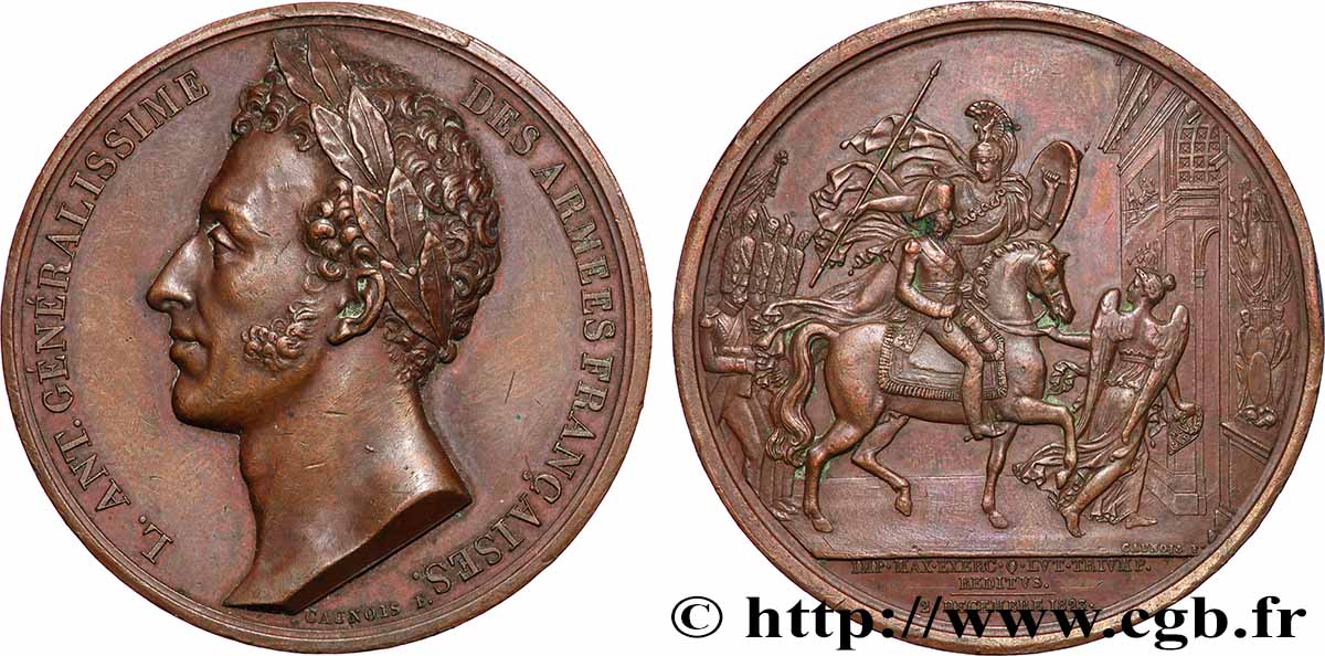 LUDWIG XVIII Médaille, Rentrée triomphale du duc d’Angoulême à la barrière de l’Etoile fVZ