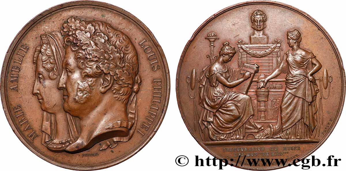 LOUIS-PHILIPPE I Médaille, Louis Philippe et Marie Amélie, Inauguration du Musée des Monnaies et Médailles AU