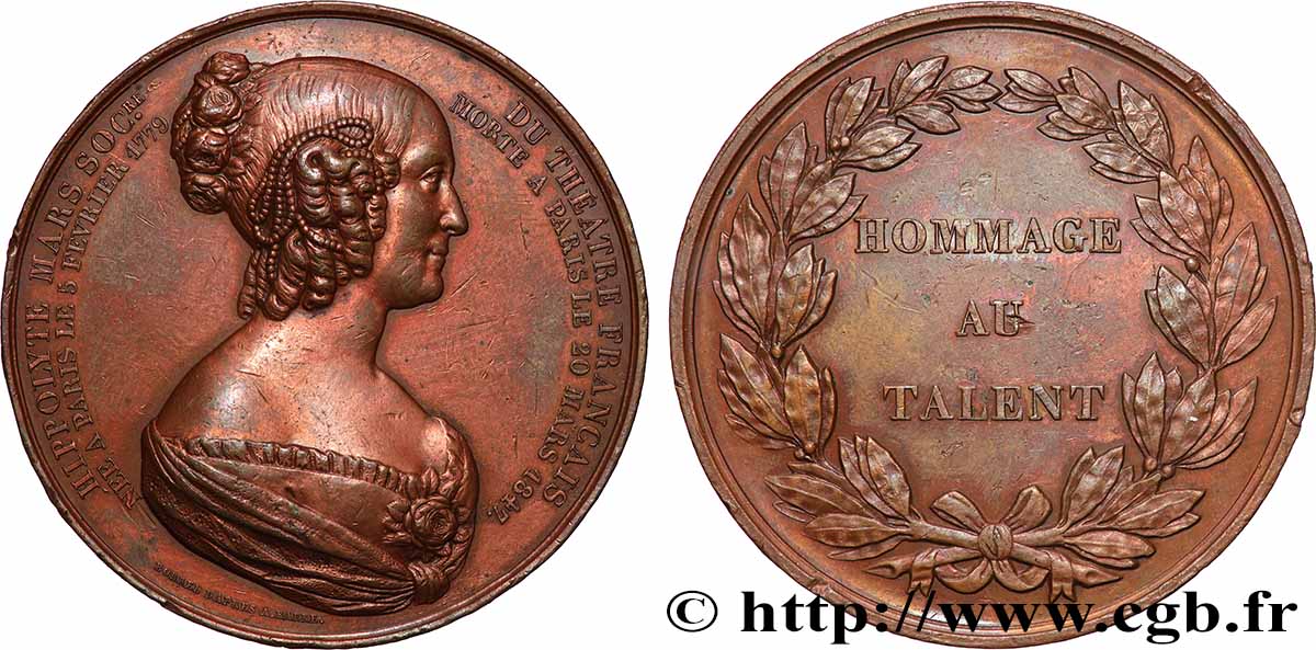LOUIS-PHILIPPE I Médaille, Hippolyte Mars, hommage au talent XF