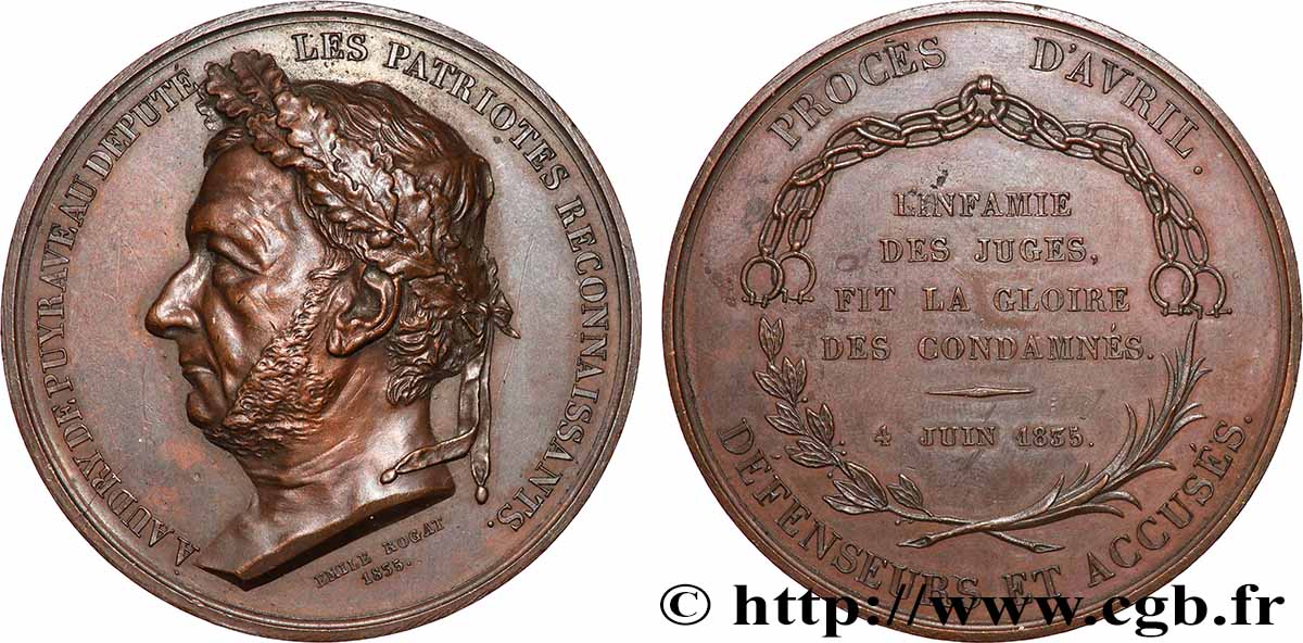 LOUIS-PHILIPPE I Médaille, Pierre-François Audry de Puyraveau AU/AU