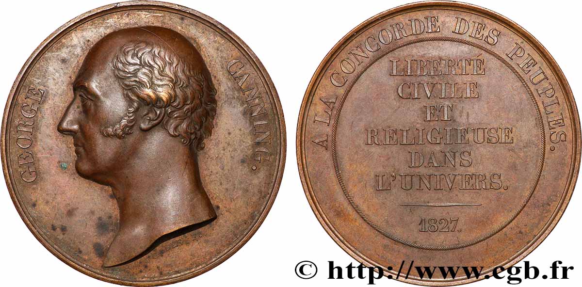 GRANDE-BRETAGNE - GEORGES IV Médaille, Hommage à George Canning TTB+/SUP