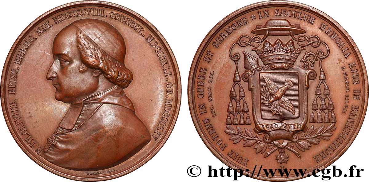 SECOND EMPIRE Médaille, Nicolas-Théodore Olivier, évêque d&nbsp;Évreux AU