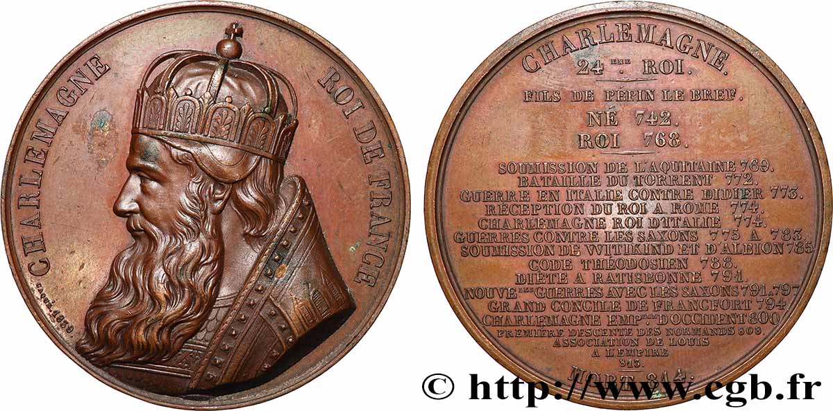 LOUIS-PHILIPPE Ier Médaille, Charlemagne, roi de France TTB+