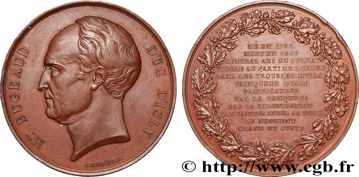 DEUXIÈME RÉPUBLIQUE Médaille, Hommage au Duc d’Isly  TTB+
