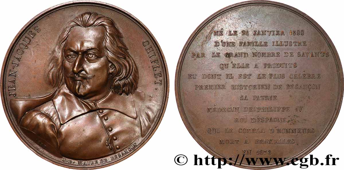 LOUIS-PHILIPPE I Médaille, Hommage à Jean-Jacques Chiflet, médecin de Philippe IV AU