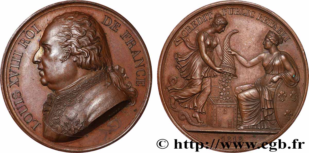 LOUIS XVIII Médaille, Crédit public rétabli AU