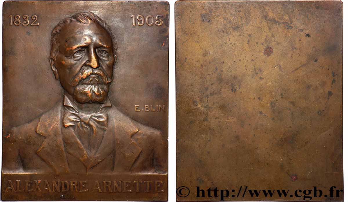 TROISIÈME RÉPUBLIQUE Plaque, Hommage à Alexandre Arnette TTB+/TTB