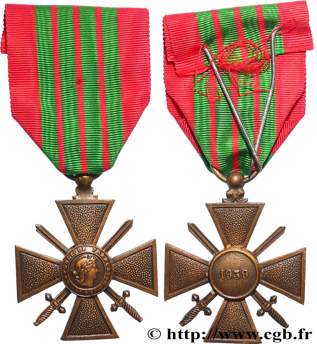 ETAT FRANÇAIS Croix de guerre, 1939 SS