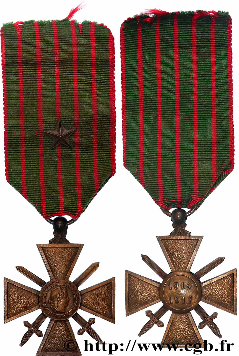 TROISIÈME RÉPUBLIQUE Croix de guerre, 1914-1917 TTB+