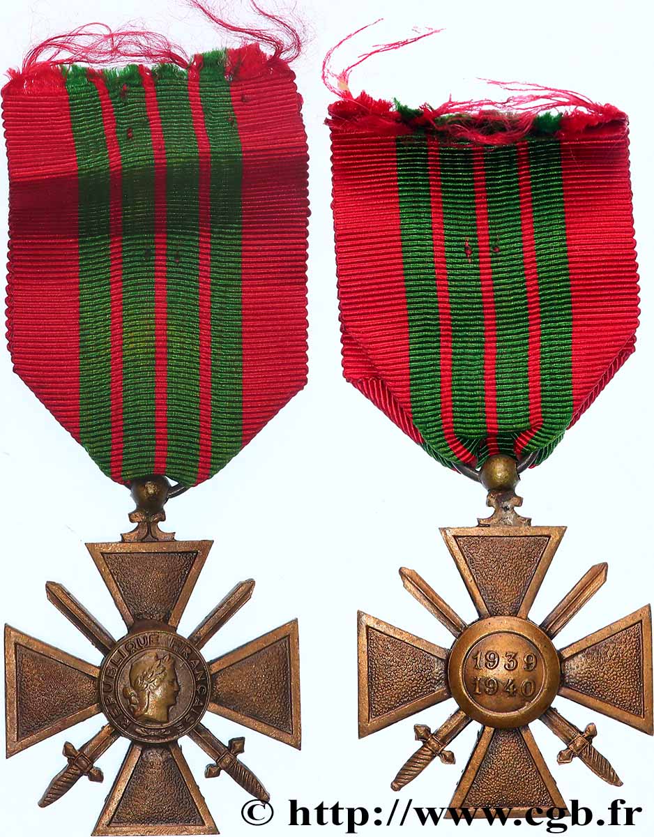 ETAT FRANÇAIS Croix de guerre, 1939-1940 AU