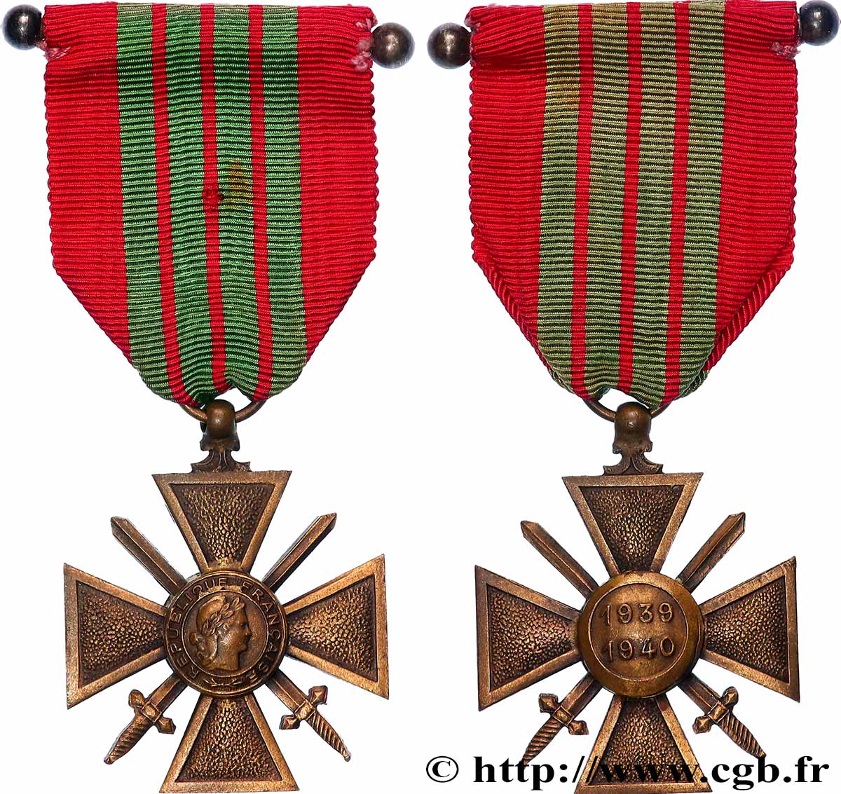 ÉTAT FRANÇAIS Croix de guerre, 1939-1940, Modèle de Vichy TTB+