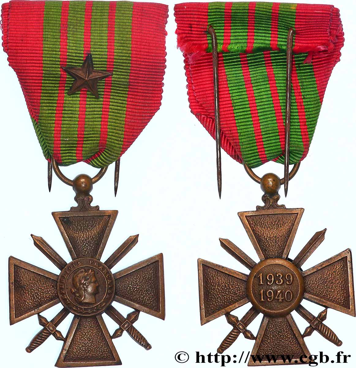 ETAT FRANÇAIS Croix de guerre, 1939-1940, Modèle de Vichy fVZ