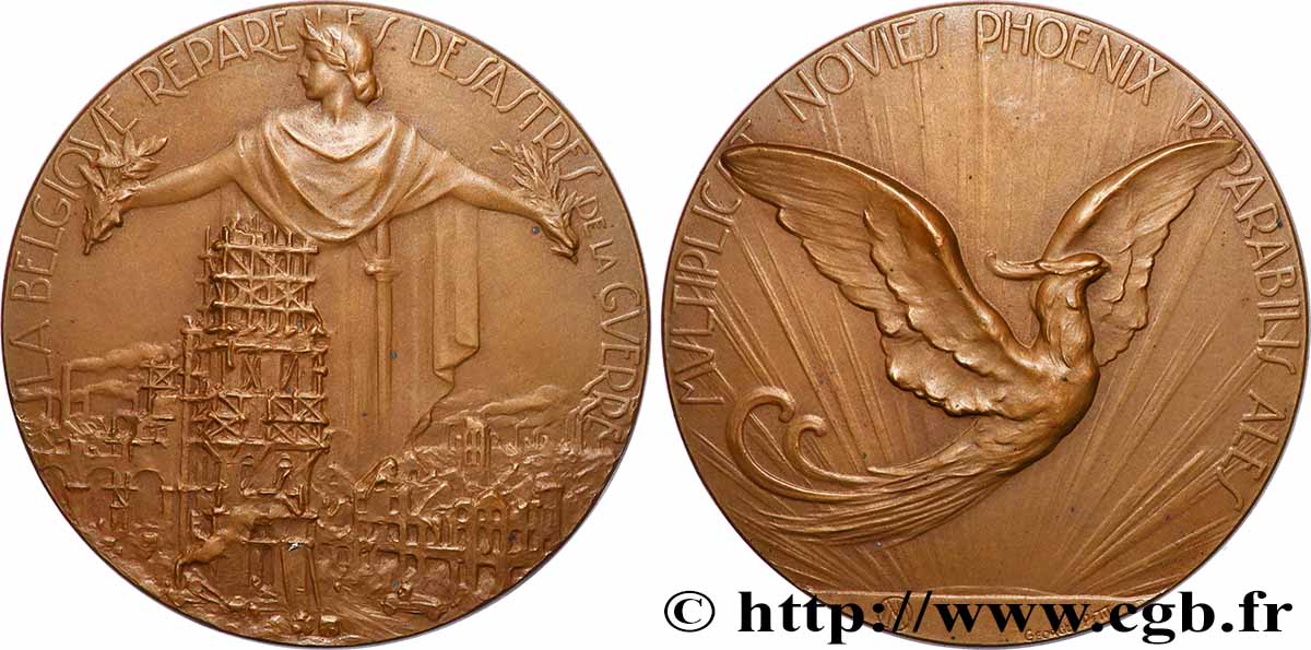 BELGIUM - KINGDOM OF BELGIUM - ALBERT I Médaille, Réparation des désastres de la guerre AU