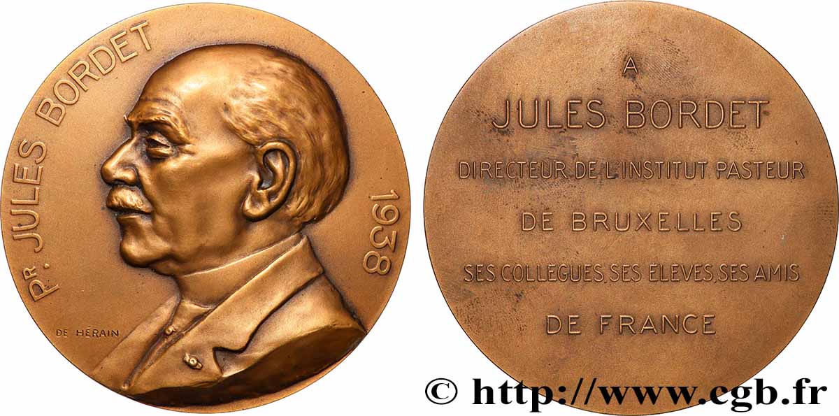 BELGIQUE - ROYAUME DE BELGIQUE - RÈGNE DE LÉOPOLD III Médaille, Hommage à Jules Bordet  EBC