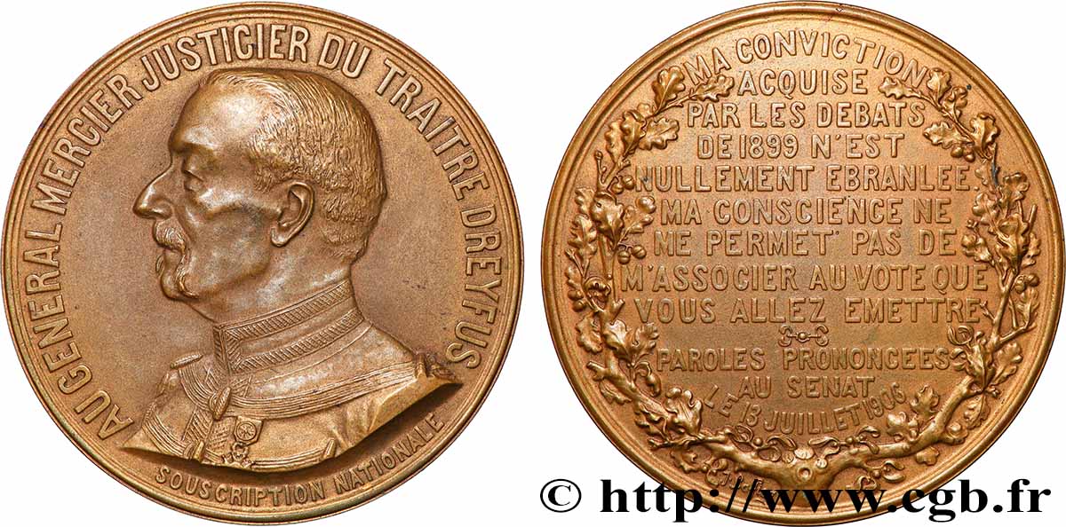 TROISIÈME RÉPUBLIQUE Médaille, Général Mercier TTB+/SUP