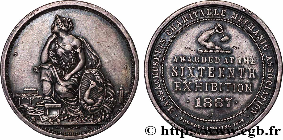 ÉTATS-UNIS D&nbsp;AMÉRIQUE Médaille, Association des mécaniciens charitables du Massachusetts TTB